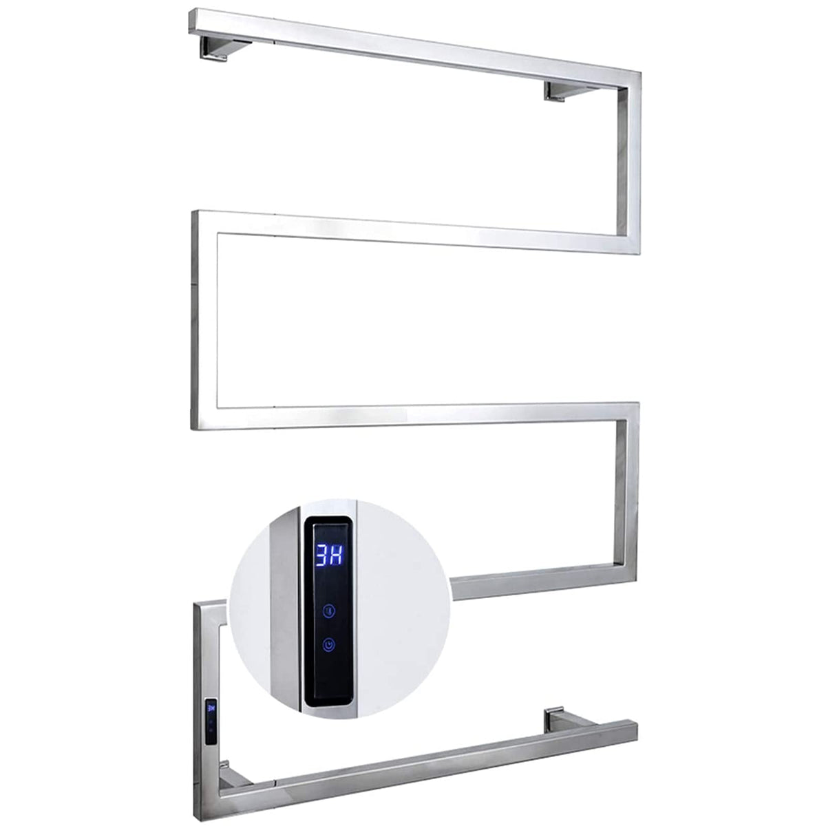 Bathroom Electric Heated Towel Rail Radiator, 304 Stainless Steel Towel Warmer Drying Rack, Wall Mounted Heated Towel Rack with Timer/Temperature Control Function,Bright,Hardwired (Bright Plug in)