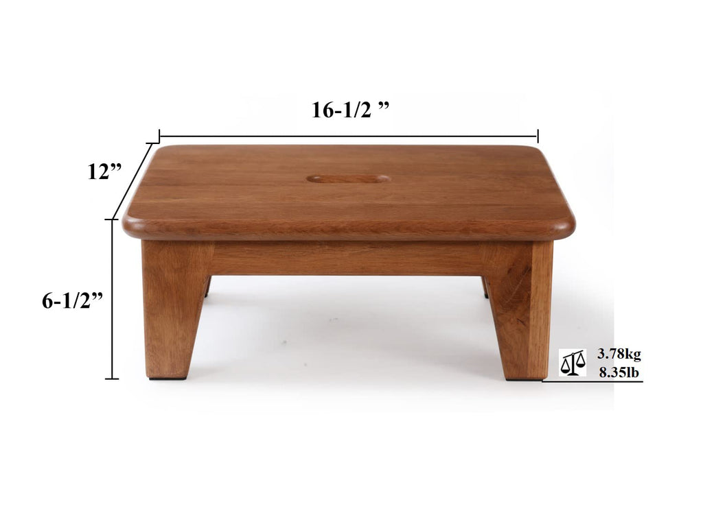 Consdan Step Stool for Bed - Usa Grown Oak, Wooden Stool for Adults and Seniors, 6.5" High, Non-slip Mat, No Assembly Needed, Solid Wood,