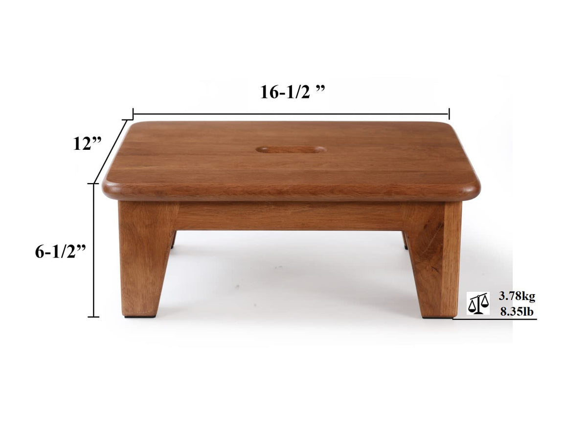 Consdan Step Stool for Bed - Usa Grown Oak, Wooden Stool for Adults and Seniors, 6.5" High, Non-slip Mat, No Assembly Needed, Solid Wood,