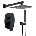 Rainfall Shower System with High Pressure Square Shower Head and Handheld Shower Bathroom Shower Fixture Combo Set Wall Mounted Brass Hot and Cold Shower Mixer Set (Black)