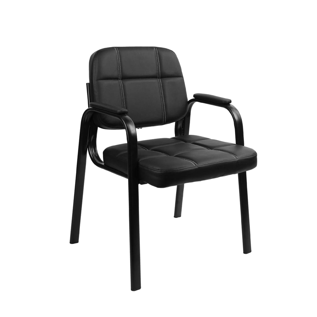 Clatina Office Reception Guest Chair with Bonded Leather Padded Arm Rest, Exam Chair for Waiting Room Lobby Meeting Church Conference School