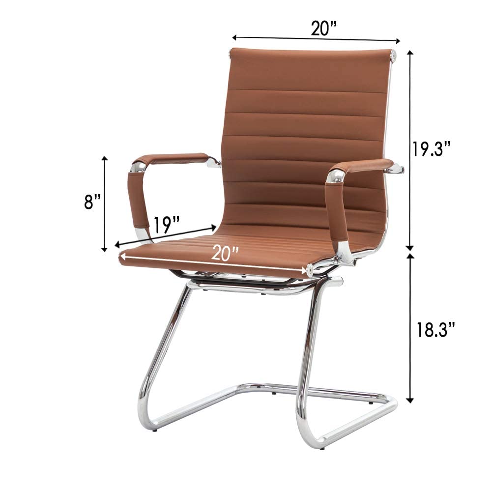Hny 2-pack Pu Leather Office Guest Chairs, 2 PCS, Coffee