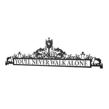 You'll Never Walk Alone Metal Wall Decor | 27'' x 7'' x 0.05'' Dimensions 1-Piece "''You'll Never Walk Alone"" Wall Art | Liverpool Fan Gift Metal Home and Office Decoration (27''W x 7''H, Black)
