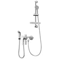 Adjustable Height Shower System Brass, Wall Mounted Shower Set Bathroom with Hand Held Shelf Tap, Modern Shower Mixer Set Chrome for Hotel Gym Pet