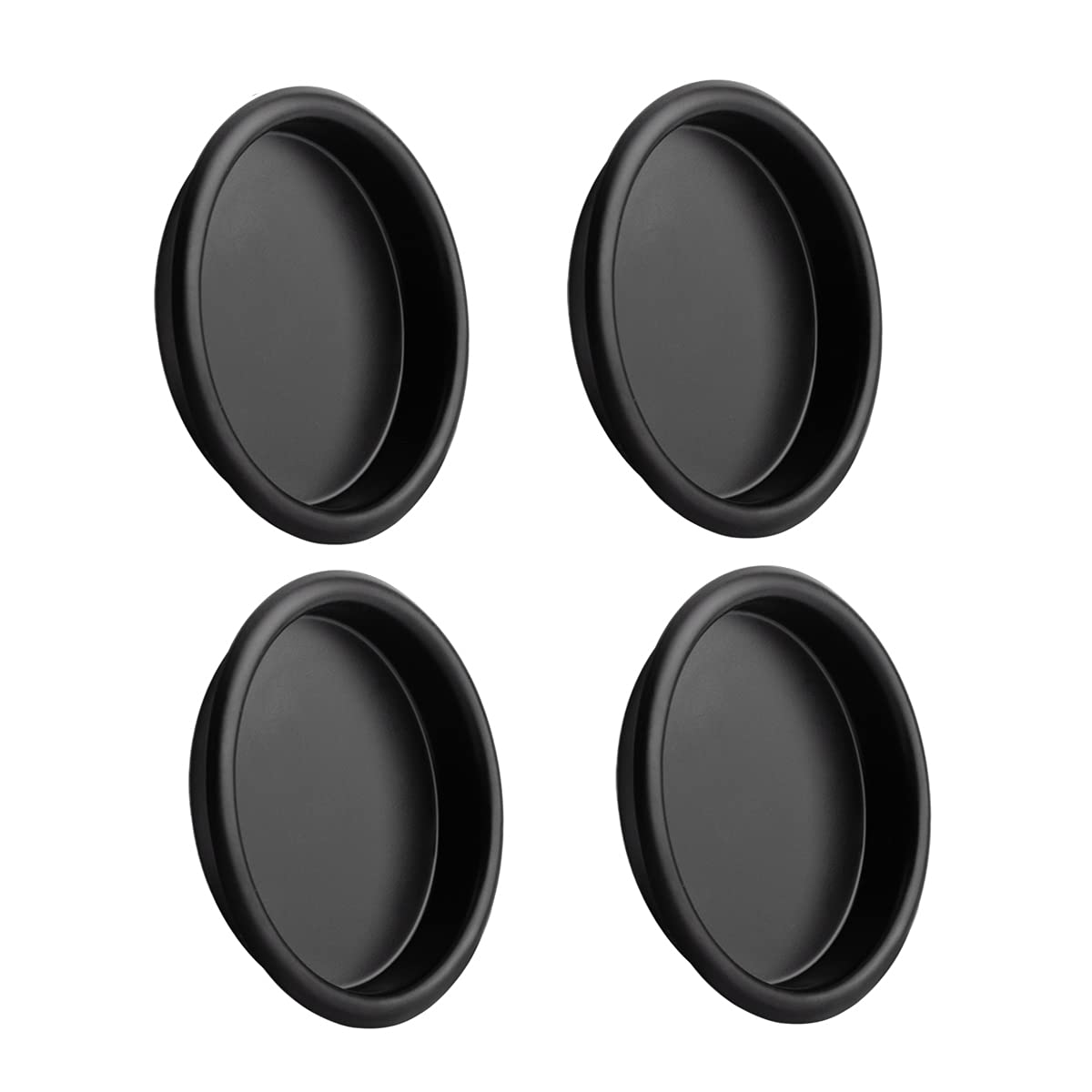 HOMOTEK 4 Pack Closet Door Finger Pull 2-1/16”, Easy Snap in Installation, Black, Fits a 5/16”Depth x 2-1/16" Diameter Opening Hole