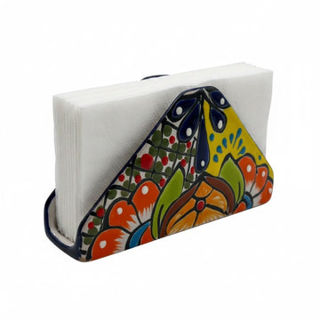 Colorful Talavera Napkin Holder | Mexican Ceramic Table Decor