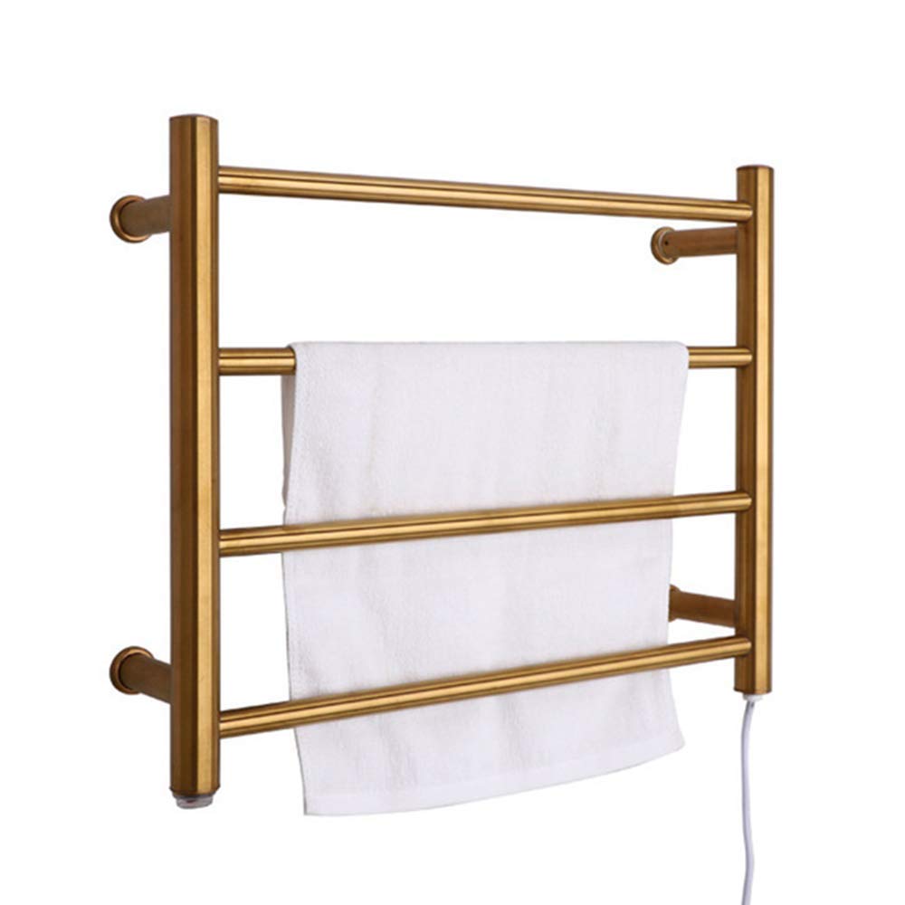 Electric Towel Rack, Towel Warmer Heated Towel Rail Radiator Heated Bathroom Home, 304 Stainless Steel, Hardwired and Plug in Options, Brushed Gold,Hard Wire