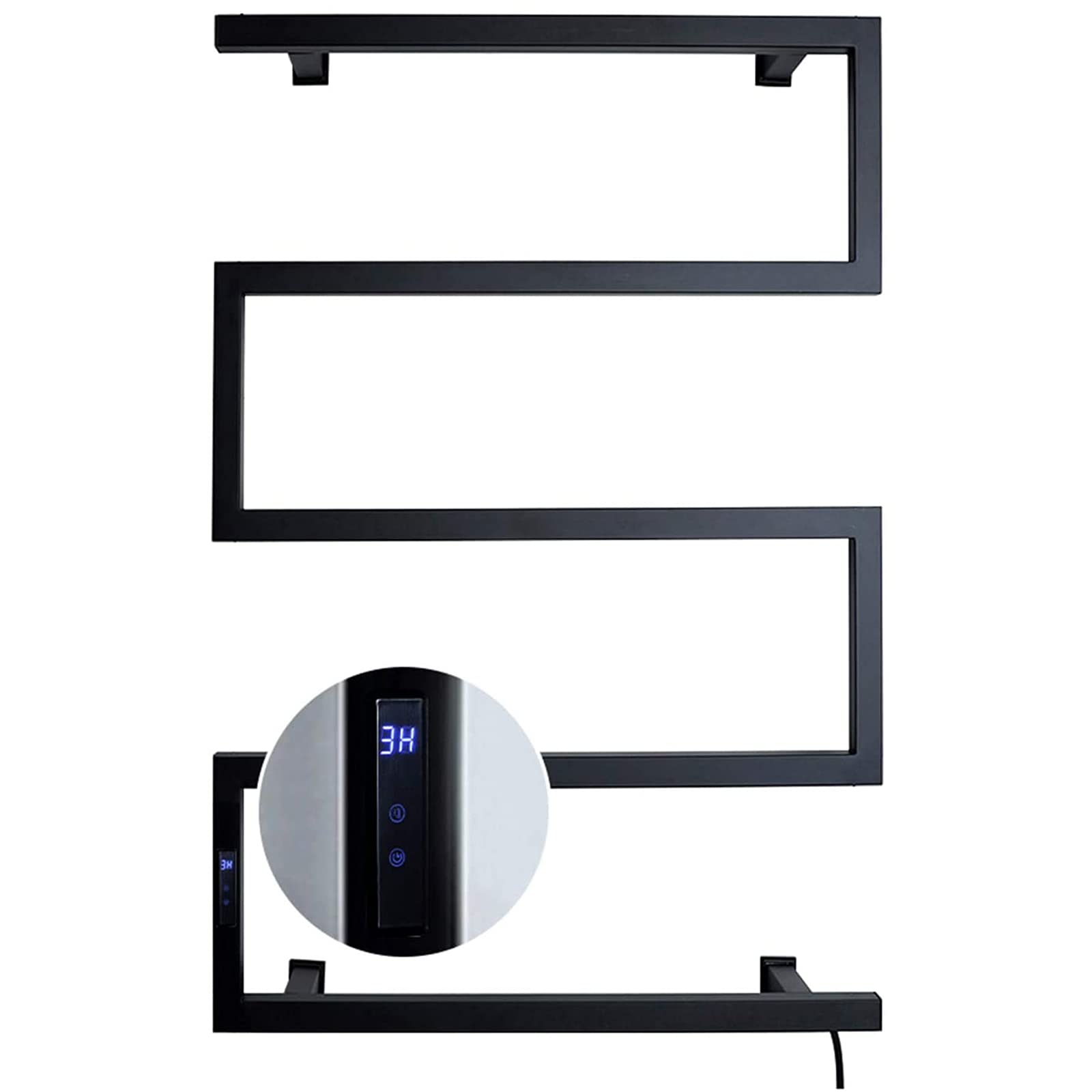 Bathroom Electric Heated Towel Rail Radiator, 304 Stainless Steel Towel Warmer Drying Rack, Wall Mounted Heated Towel Rack with Timer/Temperature Control Function,Bright,Hardwired (Black Plug in)