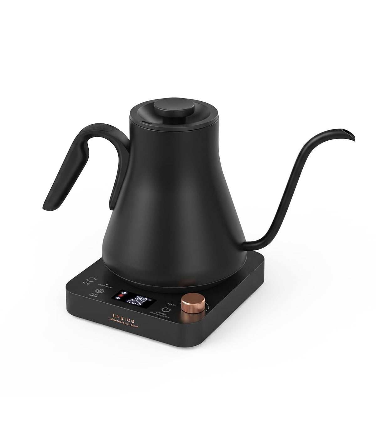 Epeios Electric Kettle, Gooseneck Electric Kettle with ±1°F Temperature Control, 1200W Rapid Heating for Pour Over Coffee & Tea, 304 Stainless Steel Interior, Auto Shut-Off, 0.9L, Black