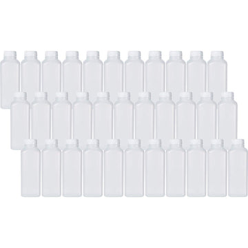 Soymerica 16 Oz Empty Plastic Juice Bottles with Tamper Evident Caps – 33 Pack Drink Containers - Great for Homemade Juices, Milk, Smoothies, Tea and Other Beverages - Food Grade BPA Free