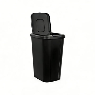 13.3 Gallon Trash Can, Touch Top Push Button Lid, Plastic Kitchen Trash Can, Black Garbage Bin for Kitchen, Dining Room, Bedroom, Storage Room, Office