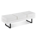 Barberpub Waiting Room Chairs Office Guest Reception Bench, Lobby Chai, 59.5"(W) x 18.5"(D)x 18.5"(H), Cream White