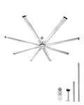 VEVOR 96 In Ceiling Fan without Light, 6-Speed Remote Control, Aluminum 8-Blade, Reversible DC Motor, Modern Low Profile Flush Mount Fan for Bedroom, Living Room, Patio, Indoor/Outdoor, Brushed Nickel