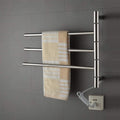 LUNEZY Electric Heated Towel Rack, 3-Bar Stainless Steel Wall Mounted Electric Heated Towel Rail Radiator 180° Rotatable Towel Warmer for Bathroom