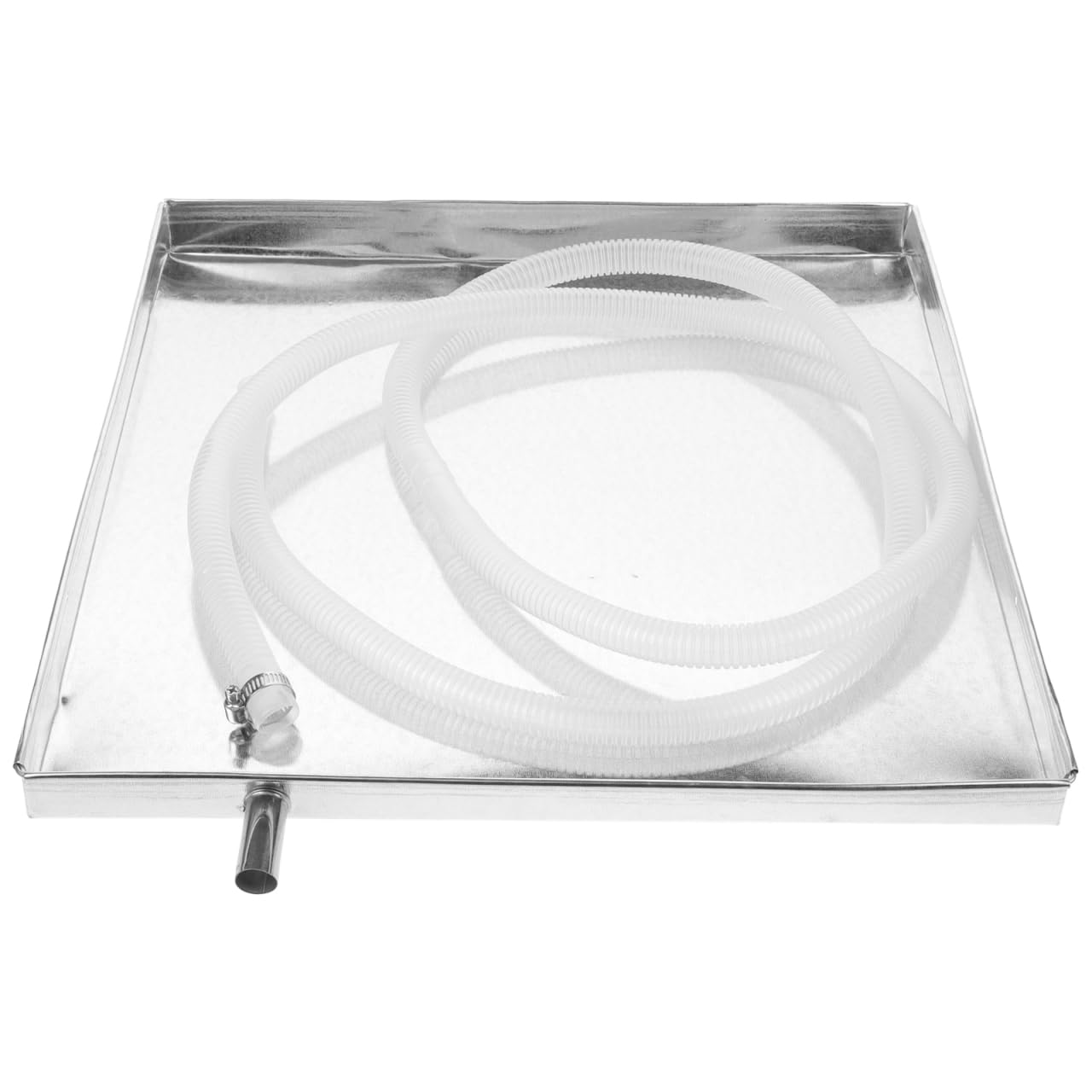 Garneck Air Conditioner Drain Pan with 78.6'' Hose: Stainless Steel AC Drip Tray Condensate Water Catcher for Outdoor Unit Portable Window Mini Split HVAC Drainage Tray Accessory
