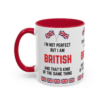 Funny British Union Jack Ceramic Mug, British I May Not Be Perfect 11oz Mug, Coffee Tea Mug with gift box