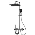 Shower Riser Rail Kit, Shower Mixer Set with Height-Adjustable Shower Rail & Square Overhead Shower, 4 Spray Modes, Ideal for Standard Bathroom Plumbing Systems