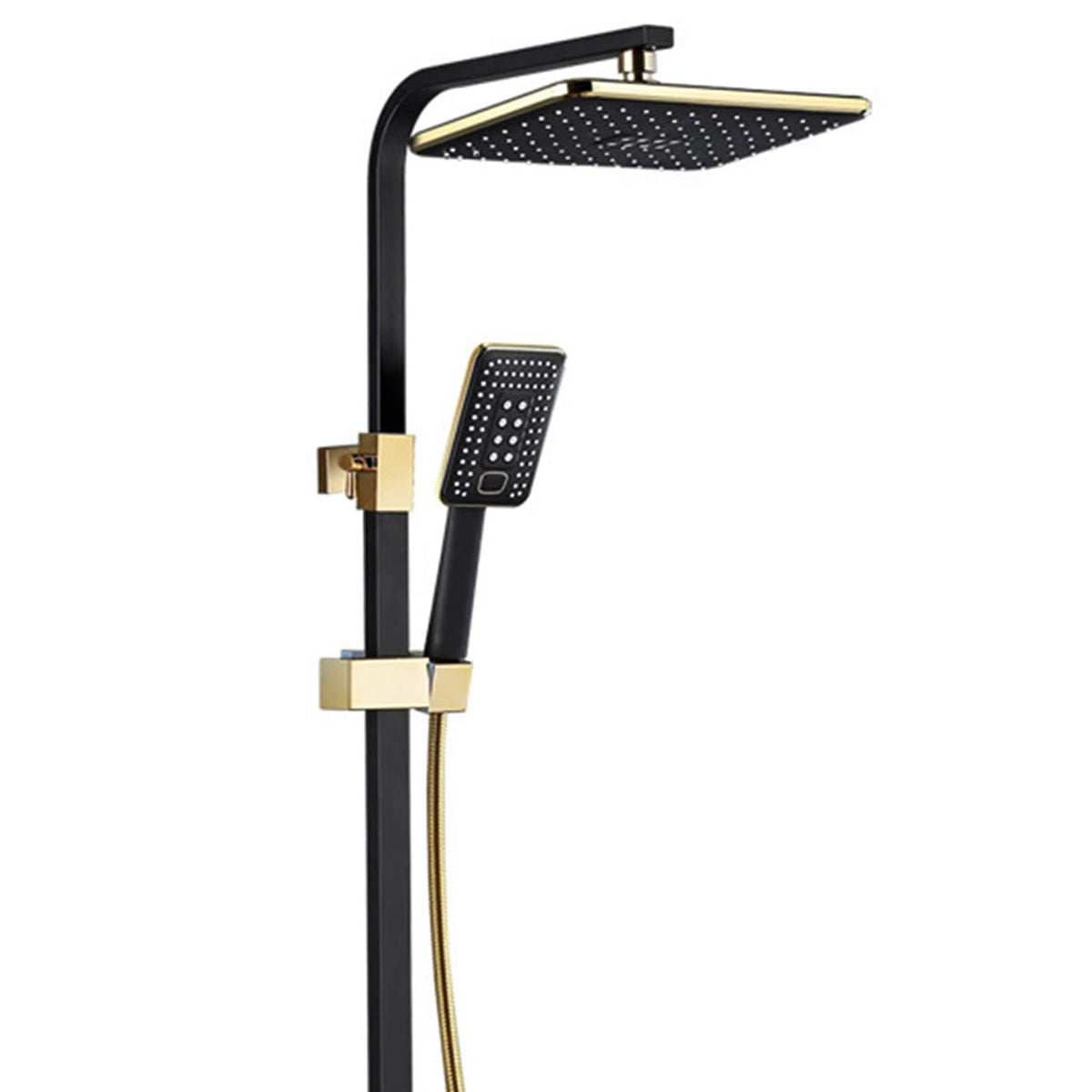 Luxury Rainfall Shower Head/Handheld Combo, Wall Mounted Shower System with Digital Display Screen and 4 Function Adjustment Knob, Shower Faucet Set for Bathroom,Gold