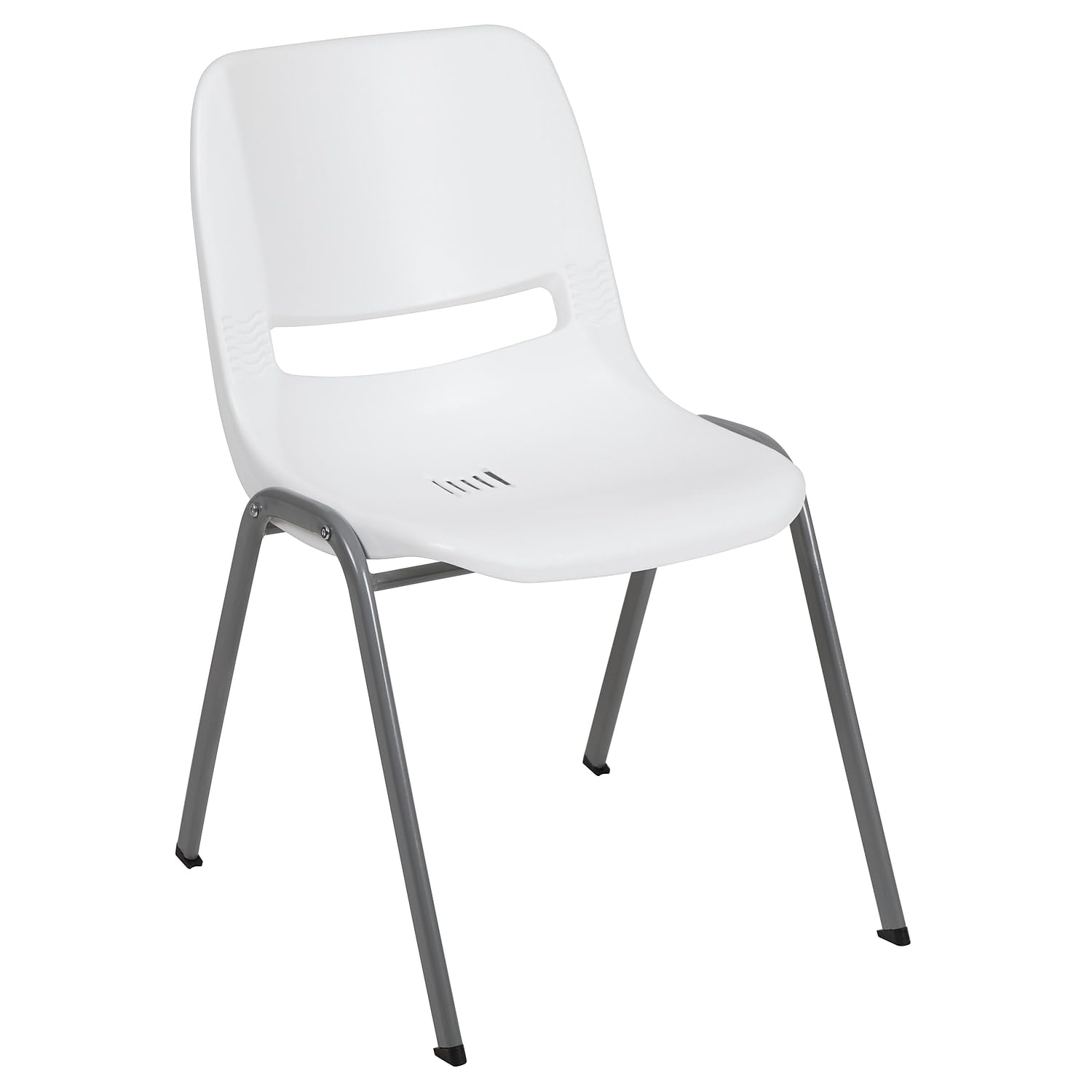 Flash Furniture Hercules Ergonomic Stack Chair with Gray Frame, White, Set of 1