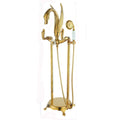 Gold Swan Freestanding Bathtub Faucet with Cold and Hot Water Brass Bathtub Faucet Set Swan Double Handle Floor Mounted Bathtub Shower Mixer Taps with Handheld Shower