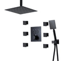 Shower Set Shower Fixture, Black Rain Shower System Concealed Bathroom Rain Mixer Shower Combo Set with Square Shower Head, Stainless Steel Handheld Shower, Body Jets,Ceiling Mounted