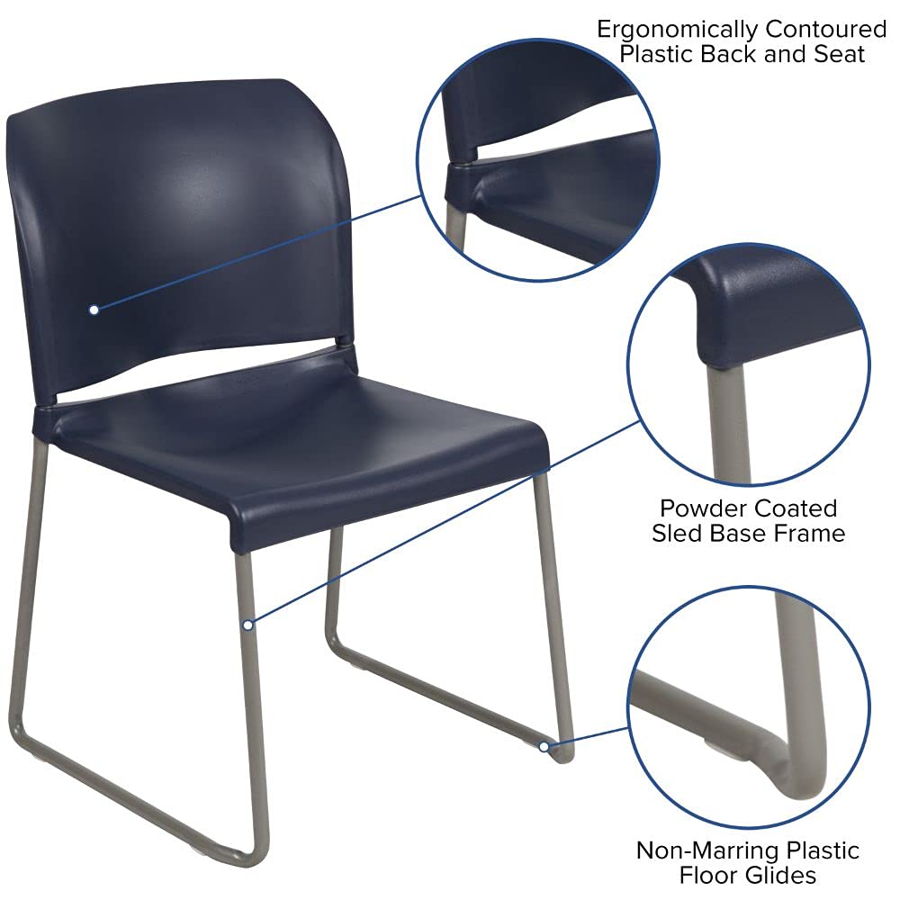 Flash Furniture Hercules Stack Chair, Gray, Set of 1, Navy