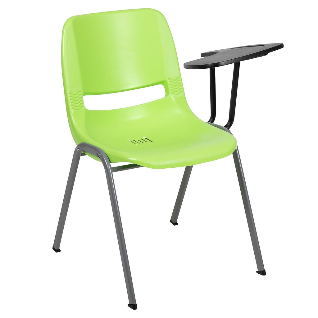 Flash Furniture Hercules Ergonomic Stack Chair with Gray Frame, Green, Set of 1