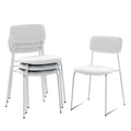 Sidanli Stackable Armless Chairs Set of 4, Small Upholstered White Chairs, Standard