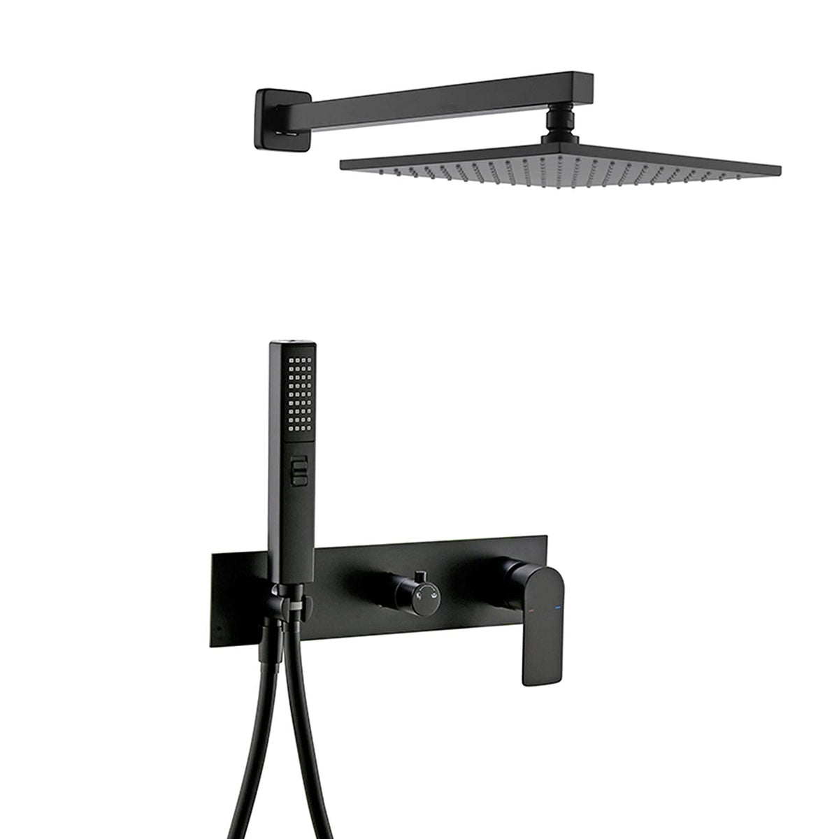 Shower Faucet Set Matte Black, 10" Square Shower Head with Hand Shower, Bidet Sprayer, 3 Function Shower System, Hot and Cold Water Bathroom Faucet