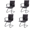 Cimota Waiting Room Chairs Leather Office Guest Chair Mid Back Reception Chairs with Sled Base for Meeting/patient/conference Room, Retro Black