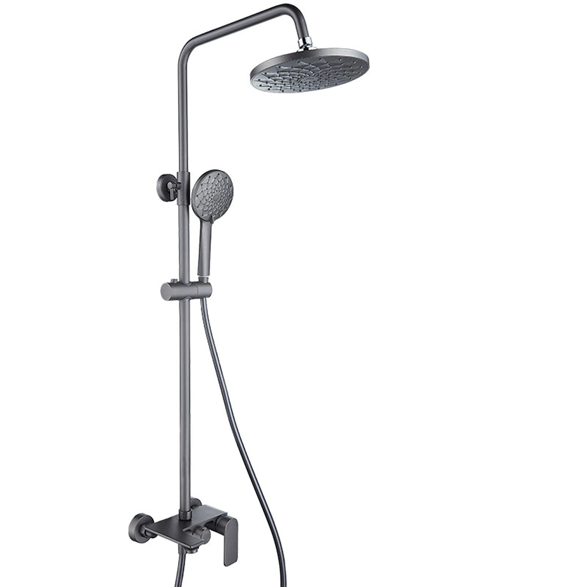 Outdoor Shower Fixture Wall Mounted Triple Function Bathroom Shower Faucet with Round Rainfall Shower Head and Handheld Head