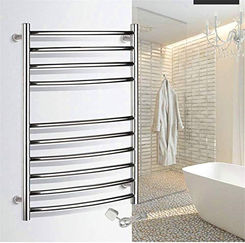Bathroom Wall Heater Towel Warmer,Heated Towel Rail, Electric Towel Rack Stainless Steel Wall Mounted Electric Heated Towel Rack Warmer with Shelf 10 Heated Bars Bathroom Ac(