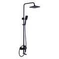 Black Brass Shower System, Wall Mounted Rain Shower Set with Top Outlet Shower Head and Hose, Traditional Shower Mixer Set for Bathroom Hotel