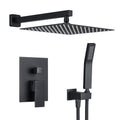 Rain Shower System 12 Inches Shower Combo Set Black Wall Mount Faucet Bathroom Faucets with Rainfall Shower Head and Hand Shower