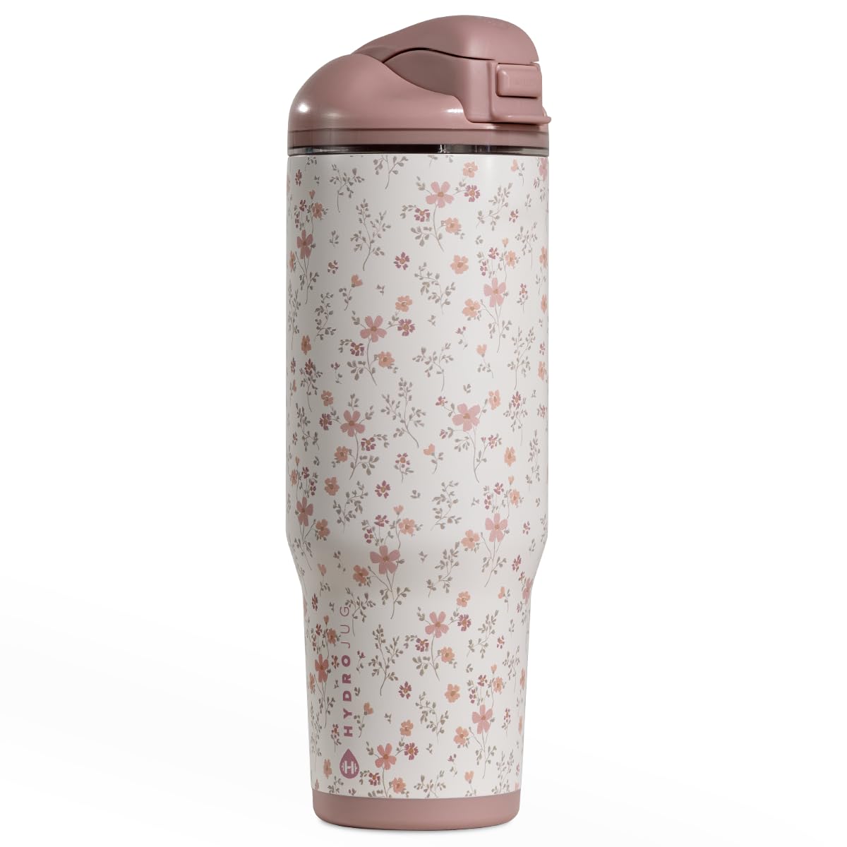 HydroJug Ease2o Water Bottle with Straw & Chug Lid, Stainless Steel, Vented Cap to Help Reduce Pressure, Water-Level Window, Cup Holder Friendly, Non-Slip Base – 40oz, Magnolia