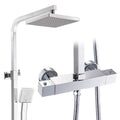 Chrome-Plated Thermostatic Shower Mixer Set, Pressurized Rain Shower Head with Anti-Limestone Hand Shower Shower Kits Bathroom Shower System