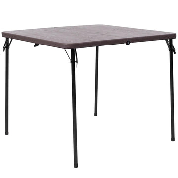 Flash Furniture 2.83-Foot Bi-Fold Brown Wood Grain Plastic Folding Table