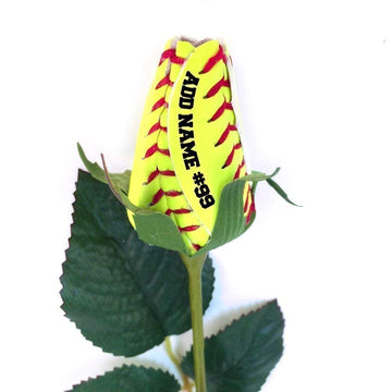 Personalized Softball Rose - Handmade with Authentic Premium Softball Covers - Original Design by Sports Roses