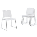Sidanli White Plastic Stackable Chairs-(set of 4), 21"D x 22"W x 32"H