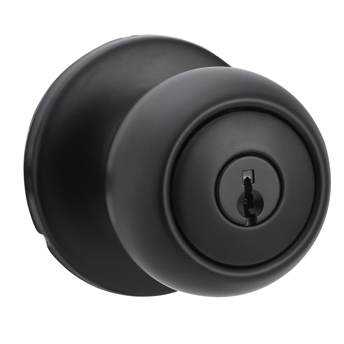 Fanci Basics Exterior Door Knob With Lock, Coastal, Easy to Install, Matte Black