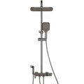 Shower Faucet Set Gray Shower System Digital Display Thermostatic Bathroom Shower Fixture with Rain Shower Head and Handheld Spray Brass Bathtub Faucet with Bidet Spray