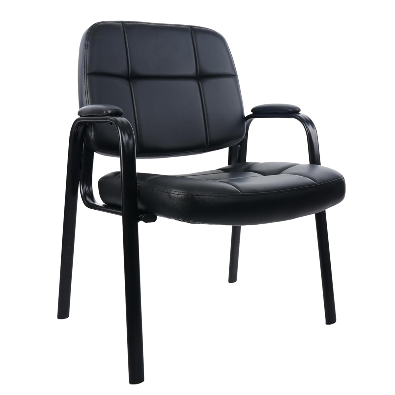 Clatina Big & Tall 500 Lbs Waiting Room Chair, Leather Office Reception Guest Chair No Wheels with Padded Arms for Elderly Home Desk Conference