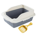 Open Top Cat Litter Box Potty Toilet Easy to Clean Splashproof Pet Litter Tray Pan with Scooper for Rabbit Indoor Cats Bunny- Gray M 31x21x16cm