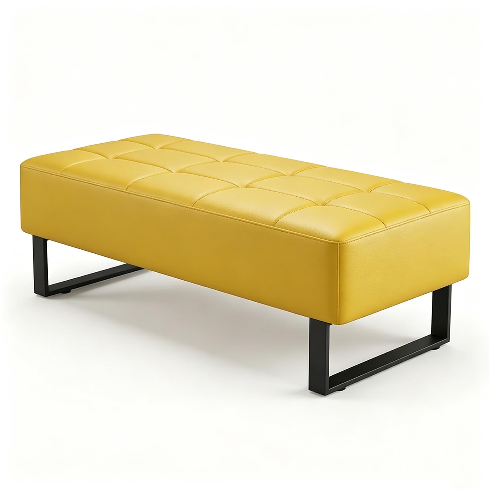 Brysj Waiting Room Bench Faux Leather Office Guest Chair Upholstered Lobby Furniture for Home Conference Room Beauty Salon Shop Barbershop