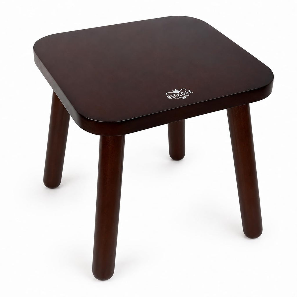 Bee&oak 11 Inch Wooden Step Stools for Adults, Solid Rubber Wood Non-slip Step Foot Stool, Heavy Duty 300 Lbs One Step Stool for Bedroom,