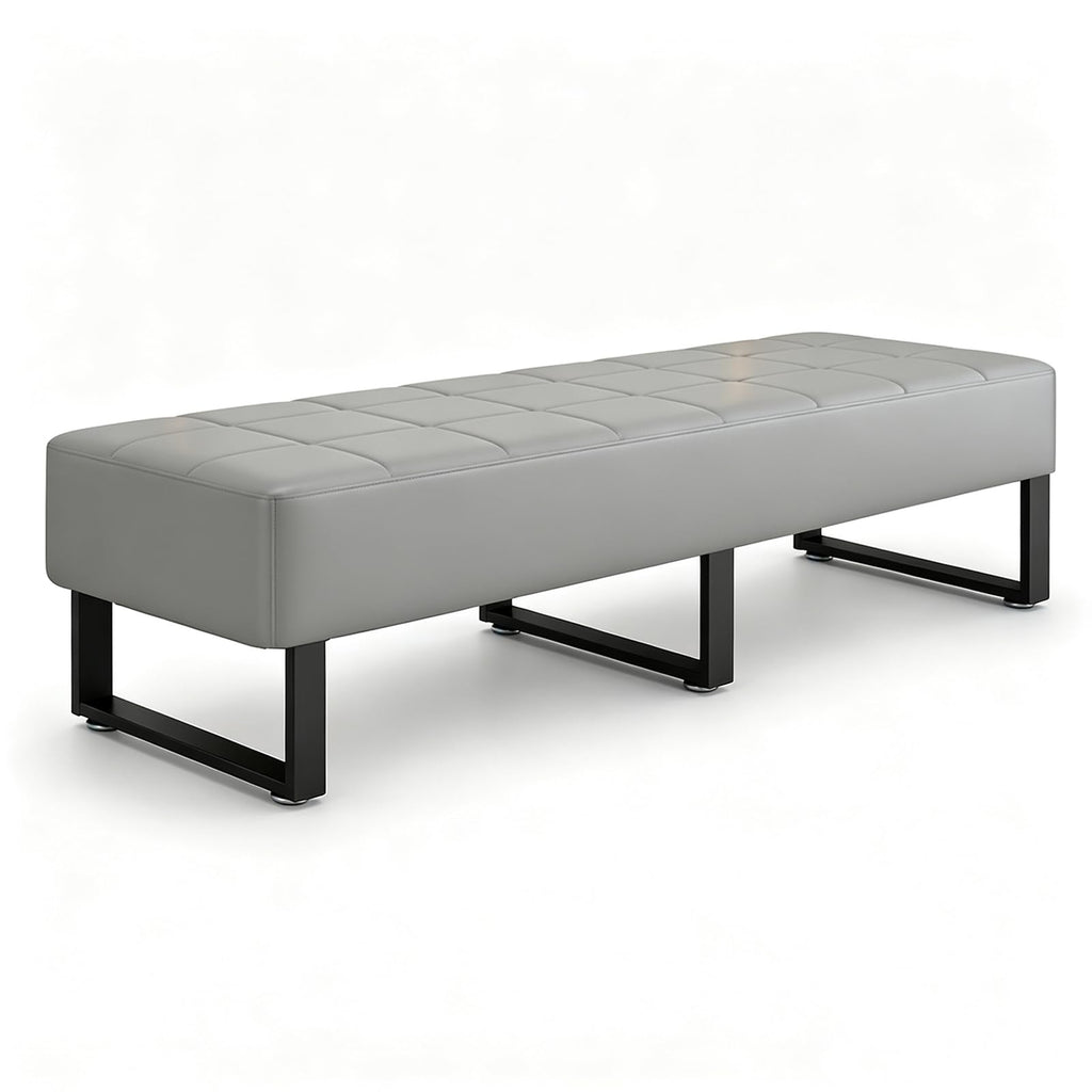 Brysj Waiting Room Bench Faux Leather Office Guest Chair Upholstered Lobby Furniture for Home Conference Room Beauty Salon Shop Barbershop