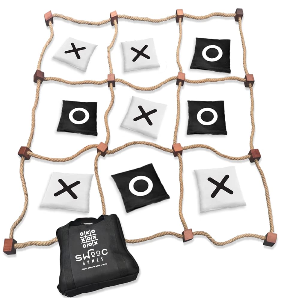 Swooc Games® - Giant Tic Tac Toe Game Outdoor (All Weather) | 3ft x 3ft | Instant Setup, No Assembly | Giant Outdoor Games for Adults and Family | Outside Toys | Large Lawn & Backyard Fun | Yard Game