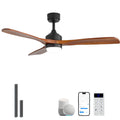 Sofucor 52" Smart Wood Ceiling Fans Lights, Flush Mount & Downrod Mount, 3 Wood Blades Modern Outdoor Ceiling Fans with Alexa/Google Assistant/APP/Remote Control for Bedroom, Farmhouse, Patio, Indoor