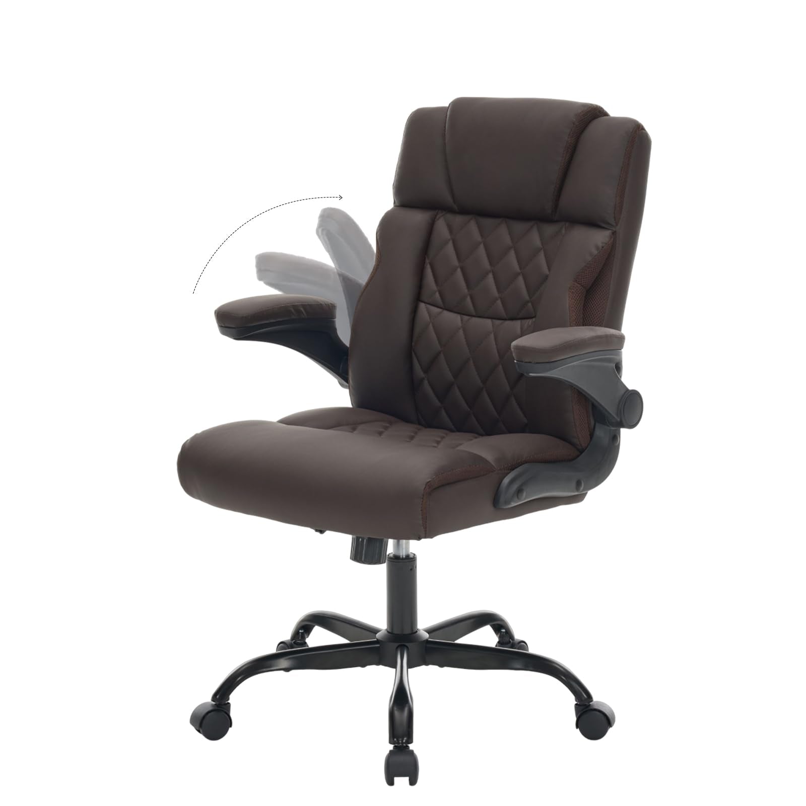 Lianva Ergonomic Office Chair, Executive Desk Chair with Flip-up Armrest, Swivel Computer Task Chair with Wheels for Home Office, Small Gaming