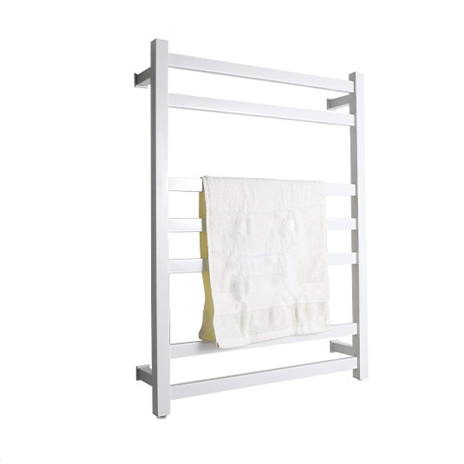 APUM Electric Towel Warmer Bathroom Radiator, Wall Mounted Electric Heated Towel Rack Black, 304 Stainless Steel Heated Towel Rail 7 Bar Bath Towel Heater (White Plug in)
